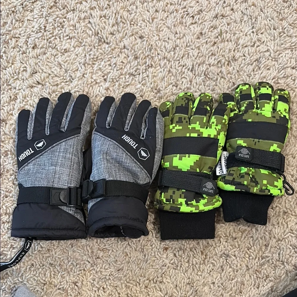Winter Gloves Set - Black and Green 3-4 years old